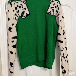 Vibrant Green Animal Print Sweater